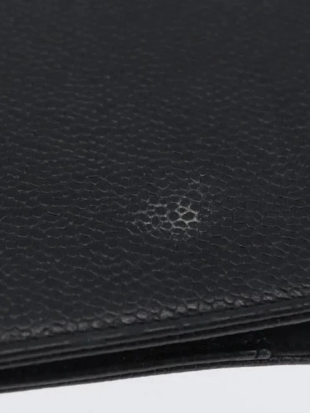 CHANEL Day Planner Cover Grained Calf Skin Black Gold CC Auth BA10875